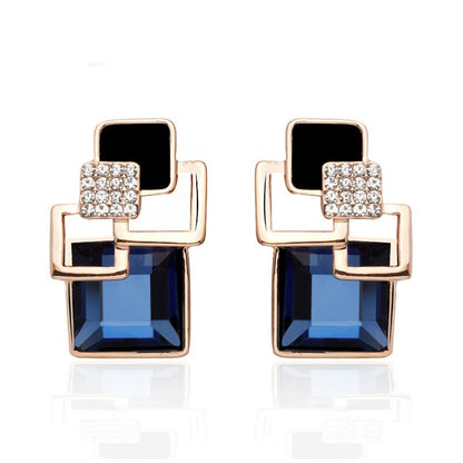 Classic Crystal Geometric Square Jewelry Set