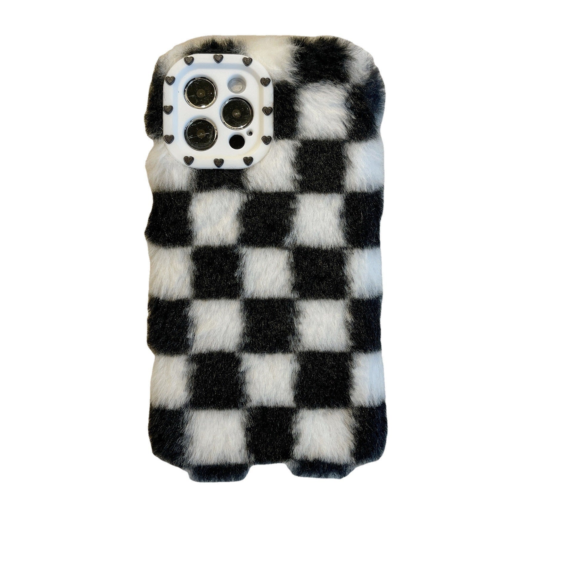 Plush Simple Black And White Cell Phone Case Shockproof Cover
