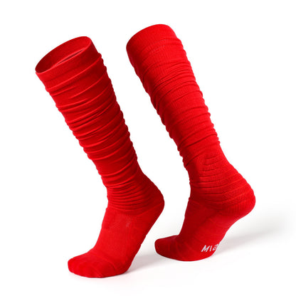 Extra Long Bunching Socks Adult Rugby Socks Thickened Shock-absorbing Terry Cotton Stockings Black And White Socks