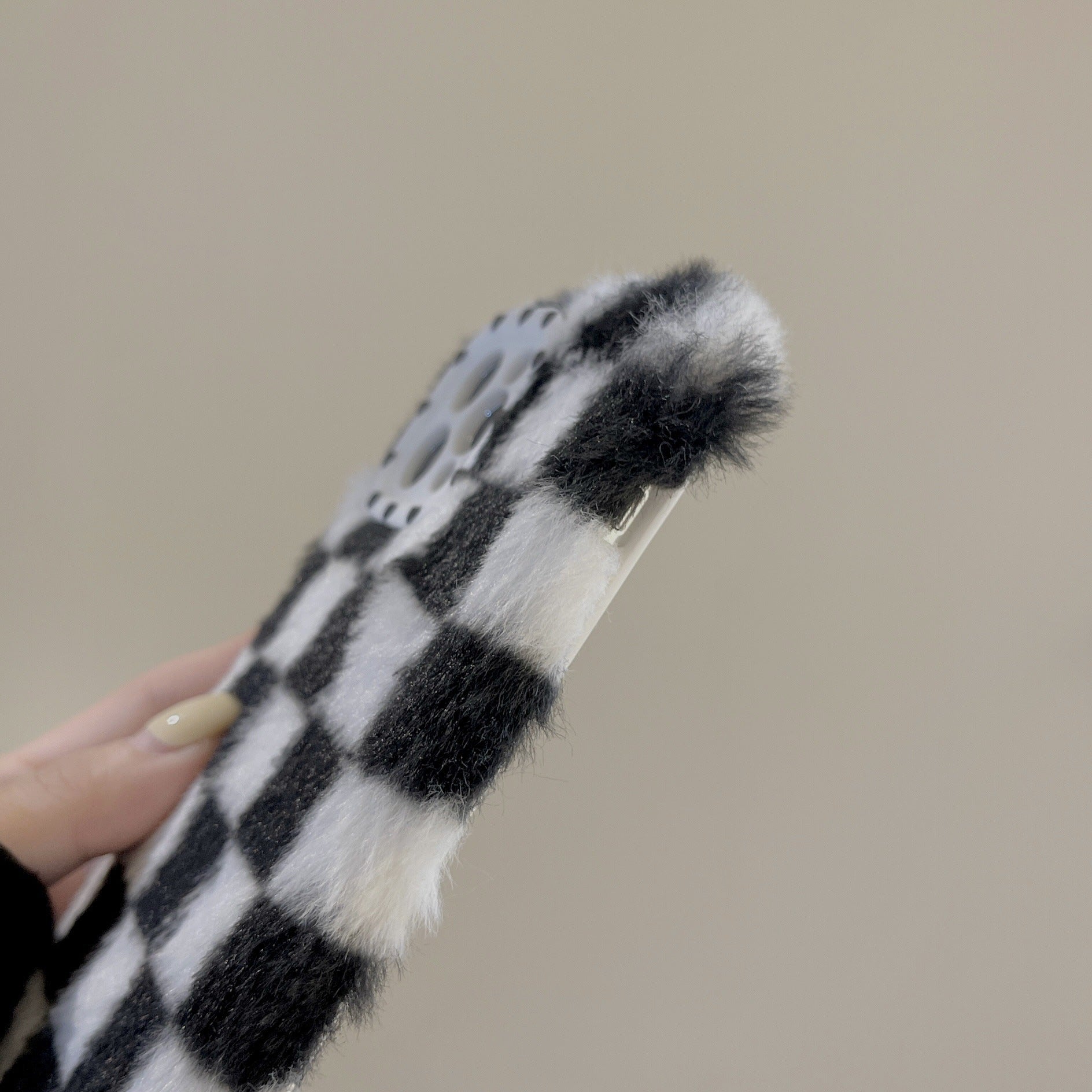 Plush Simple Black And White Cell Phone Case Shockproof Cover