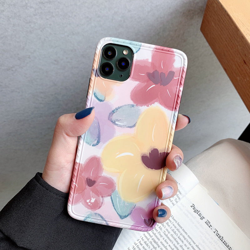 Painted flower and leaf cell phone case