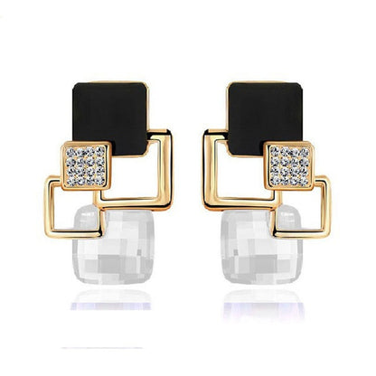 Classic Crystal Geometric Square Jewelry Set