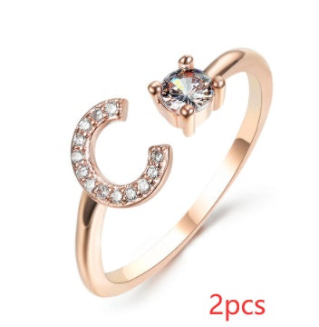 Women Adjustable 26 Initial Letter Fashion  Ring