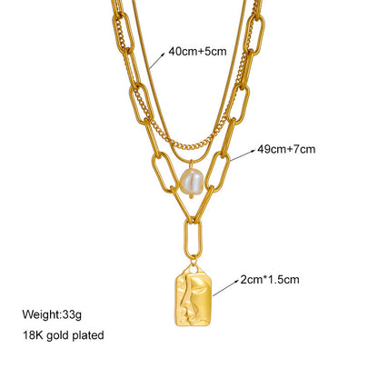 Women Fashion  Layered Face  Chain  Necklace
