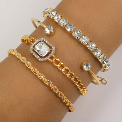 Women Fashion 4 Pcs Crystal Bracelet Set