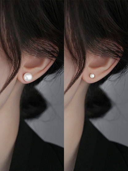 999 Sterling Silver Natural Pearl Ear Studs Female S
