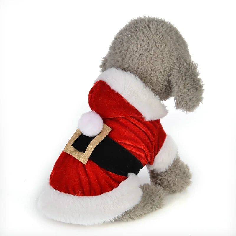 Santa Christmas Costume Hooded Coat Jackets for Pet Small Dogs