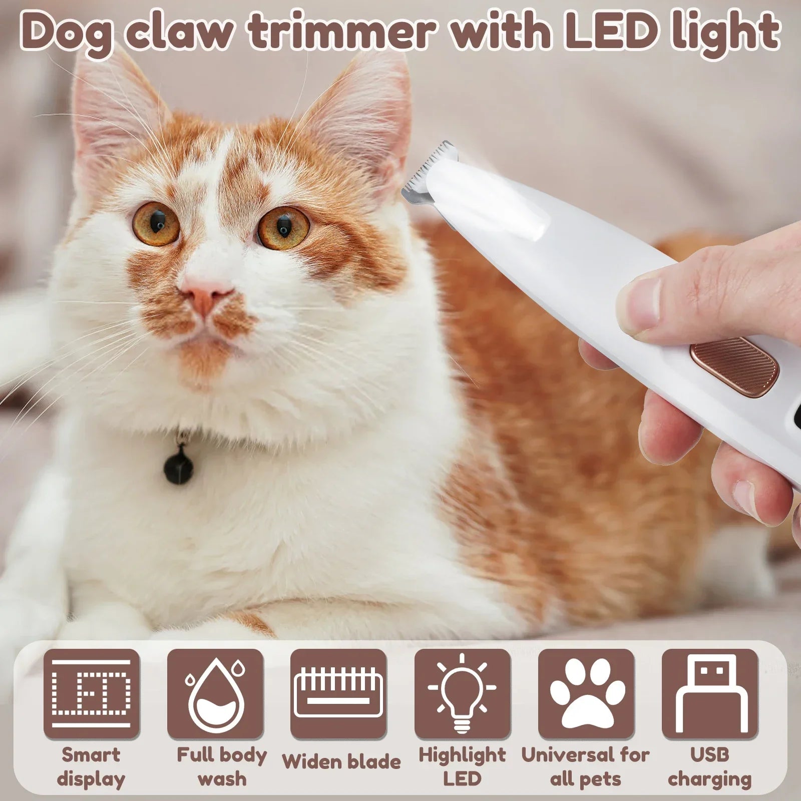 Dog LED Light Fully Waterproof Paw Trimmer