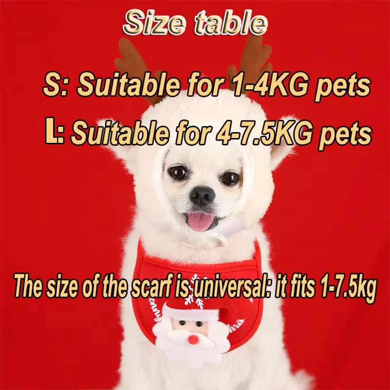 Pet Christmas Hat Scarf Dog