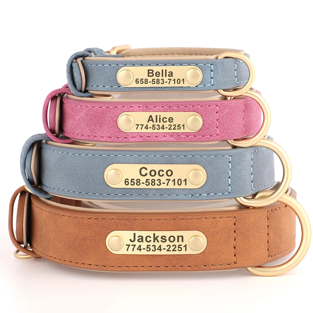 Dog  Personalized Collar Custom PU Leather Collar