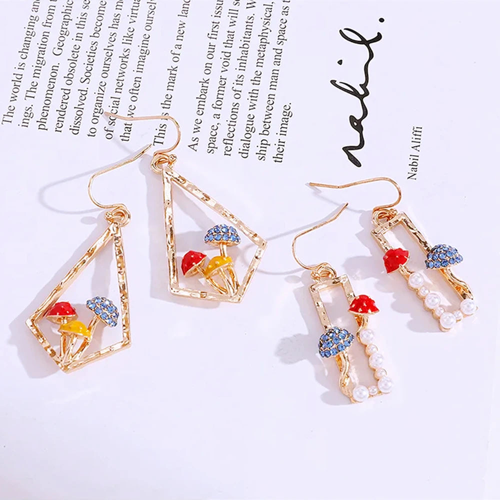 Makersland Mushroom Necklace and Earrings Set For Women