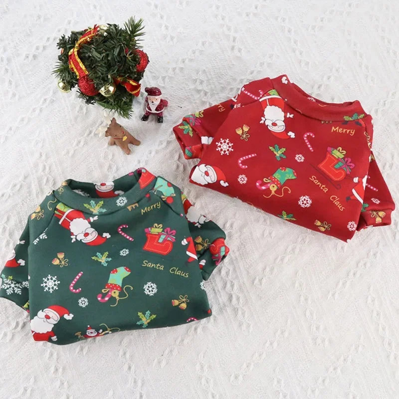 Christmas Dog Clothes Warm Lining Dog Sweatershirt