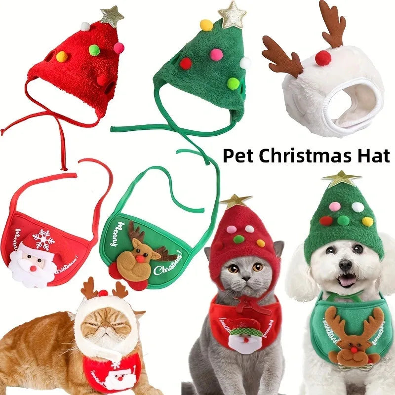 Pet Christmas Hat Scarf Dog