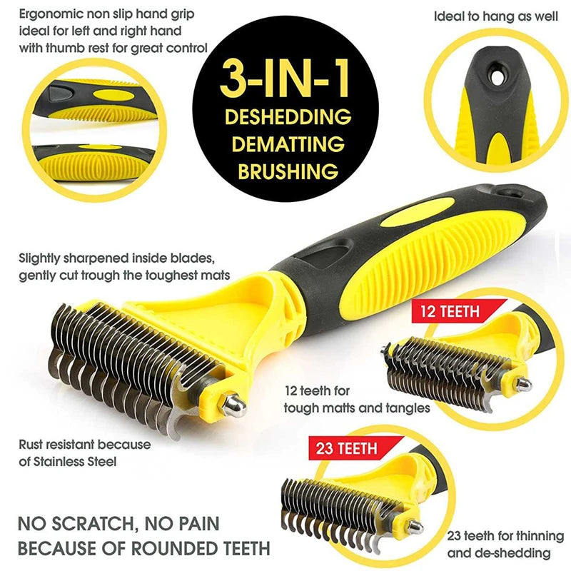 Pet Stainless Steel Two-Sided Shedding Brush