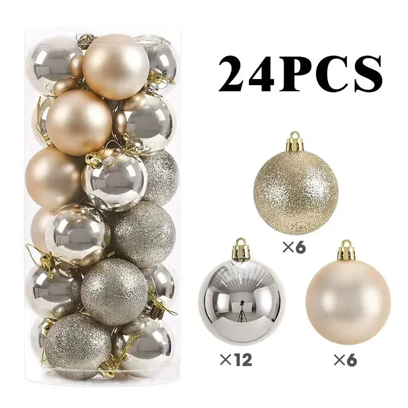 Christmas Ball Ornaments Set Painted Plastics Tree Pendant Decoration Accessories