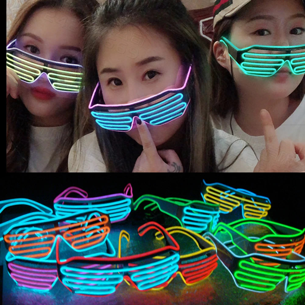 Christmas Glow LED Gafas Luminous Bril Neon Light Sunglasses