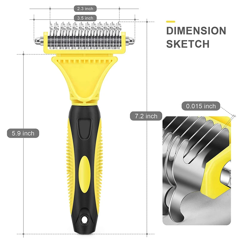 Pet Stainless Steel Two-Sided Shedding Brush