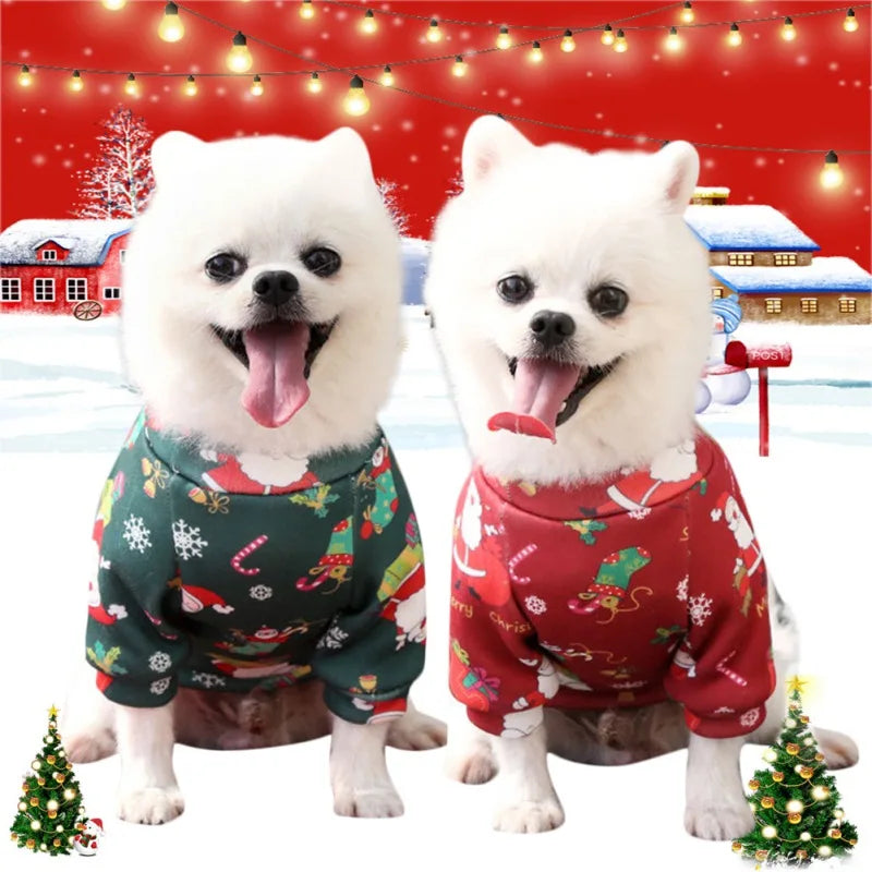 Christmas Dog Clothes Warm Lining Dog Sweatershirt