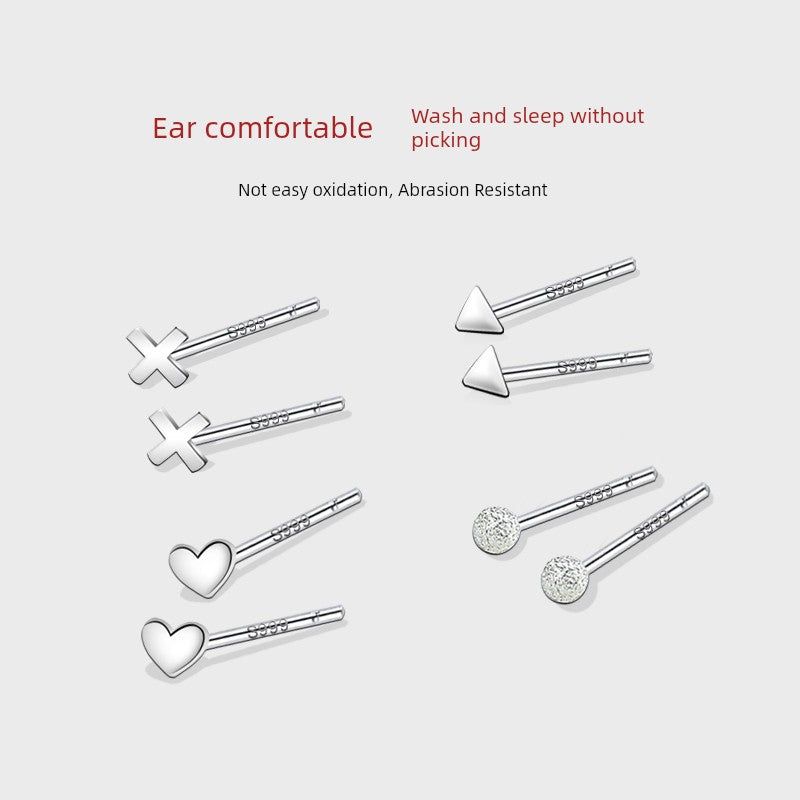 S999 Sterling Silver Women's Daily Anti-Blocking Design Sense Earrings