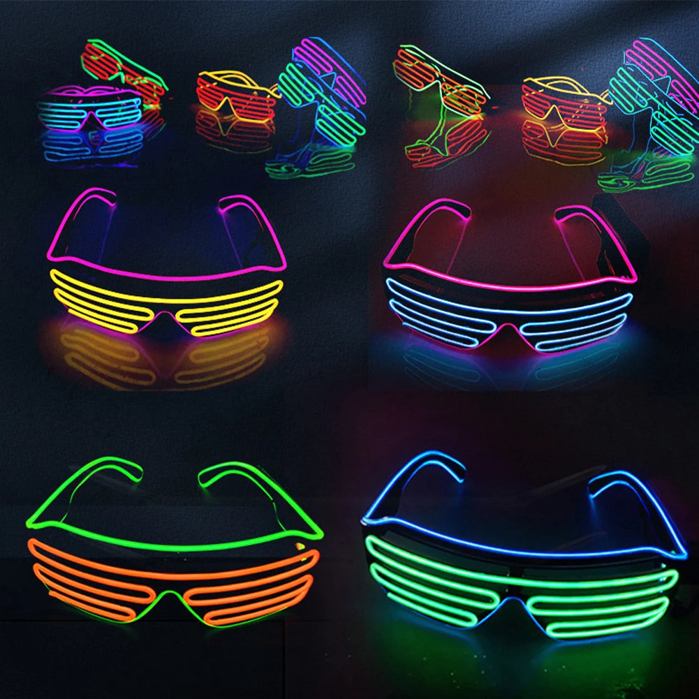 Christmas Glow LED Gafas Luminous Bril Neon Light Sunglasses