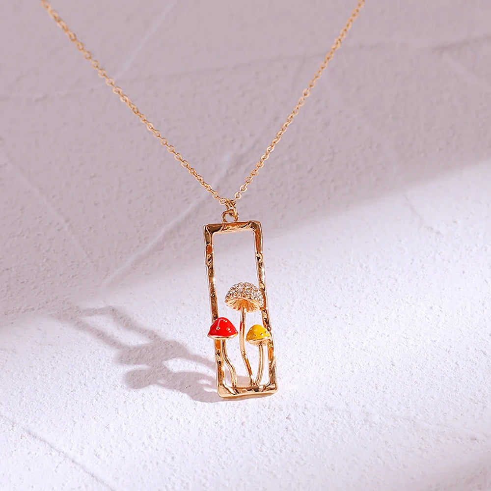 Makersland Mushroom Necklace and Earrings Set For Women