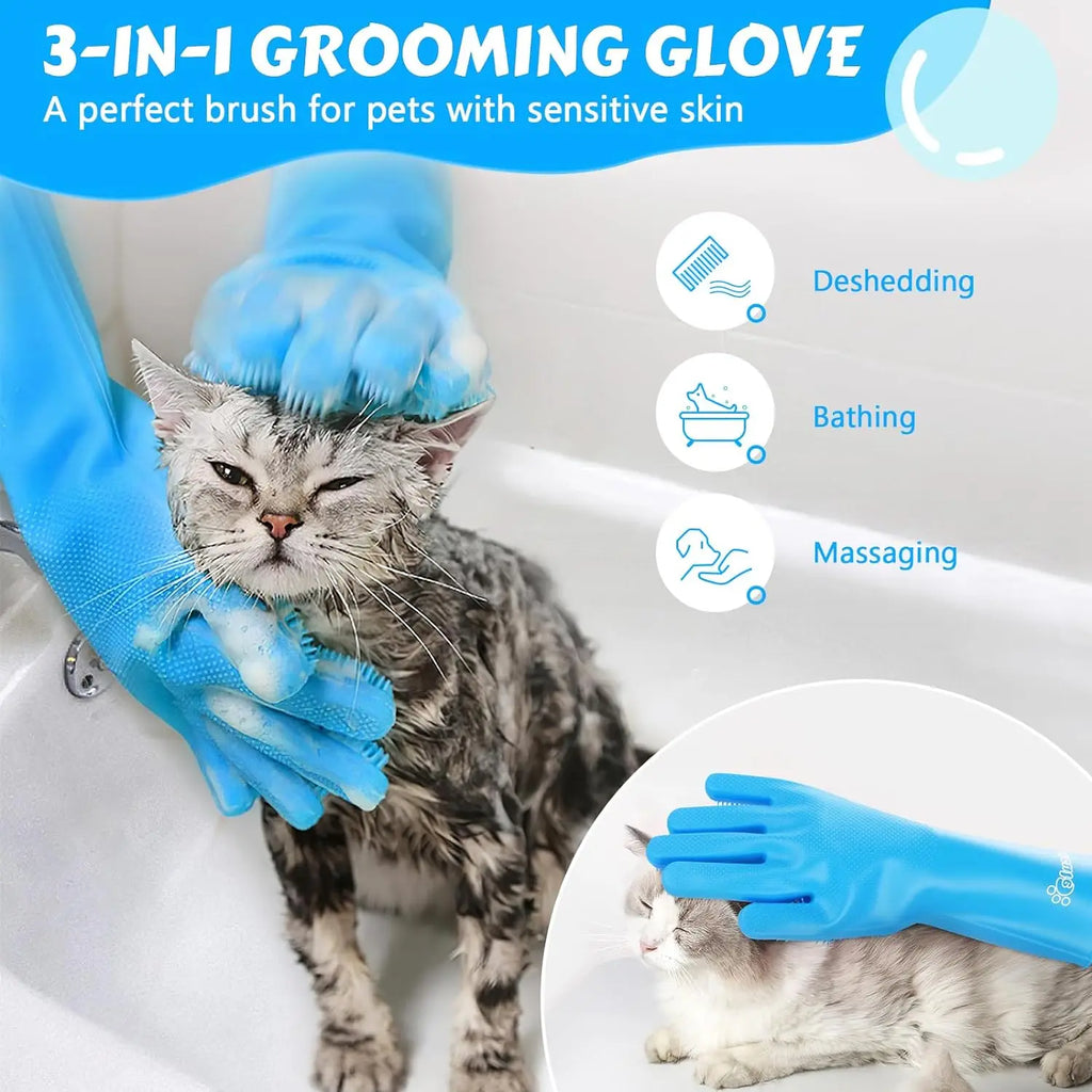 Pet Hair Removal Grooming Gloves