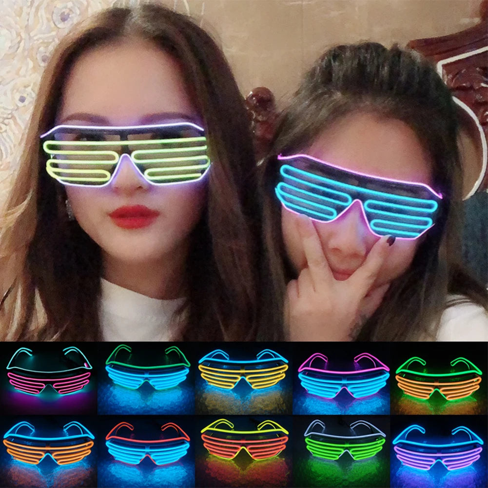 Christmas Glow LED Gafas Luminous Bril Neon Light Sunglasses