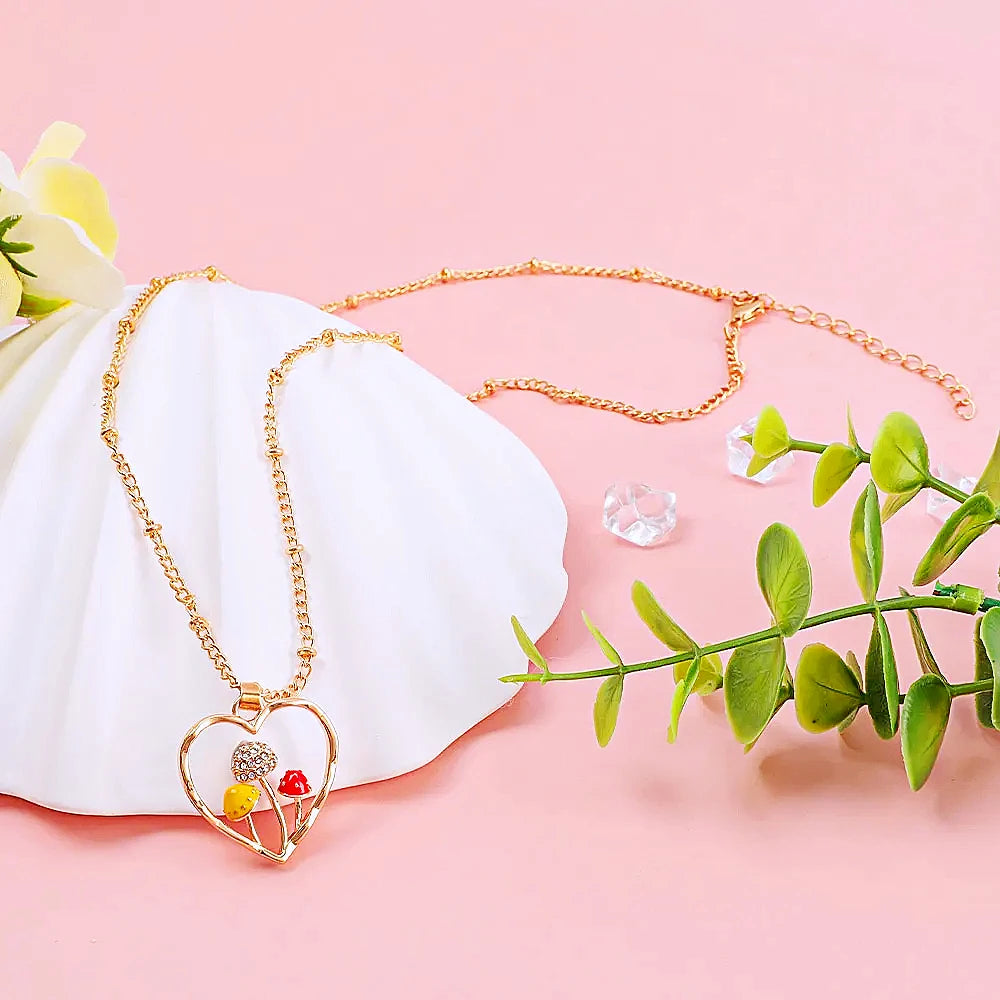 Makersland Mushroom Necklace and Earrings Set For Women