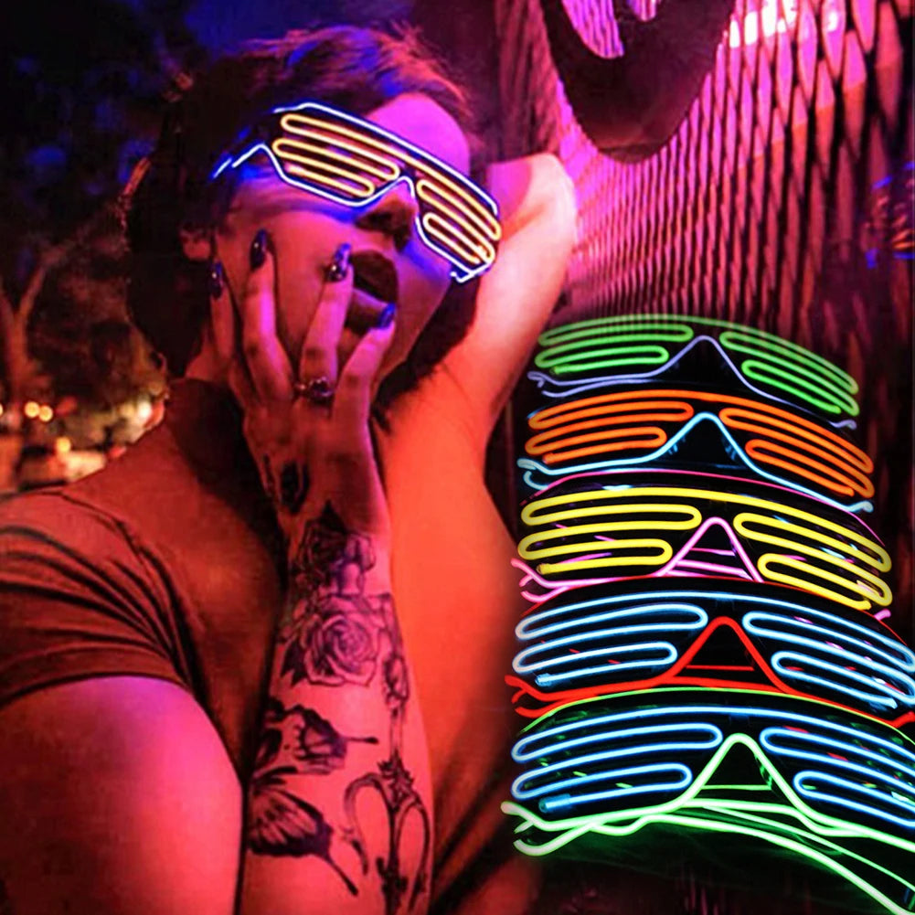Christmas Glow LED Gafas Luminous Bril Neon Light Sunglasses