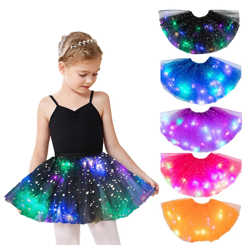 Girls Tutu Skirts With Neon LED Light