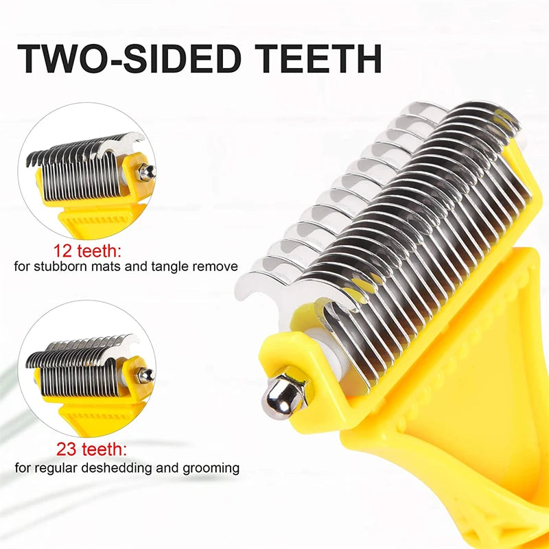 Pet Stainless Steel Two-Sided Shedding Brush