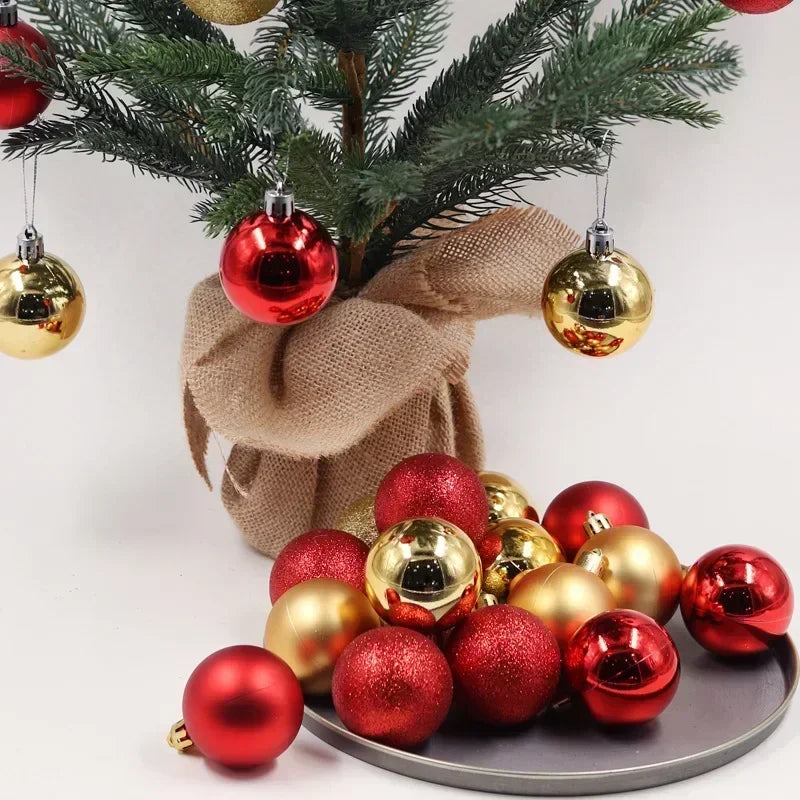 Christmas Ball Ornaments Set Painted Plastics Tree Pendant Decoration Accessories