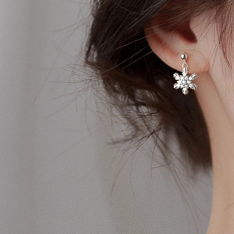 Women Christmas Snowflakes Drop Earring