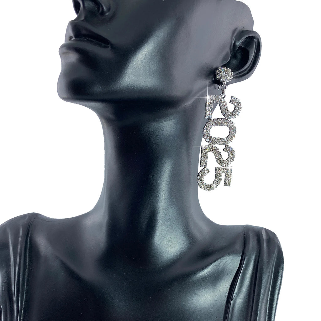 2025 New Year Pendant Earrings Women's Festival Copper Inlaid Rhinestone Fashion Earrings Party Gift