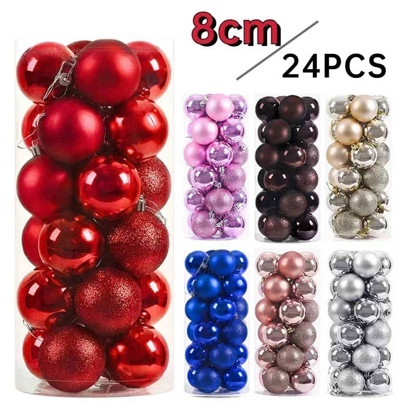 Christmas Ball Ornaments Set Painted Plastics Tree Pendant Decoration Accessories