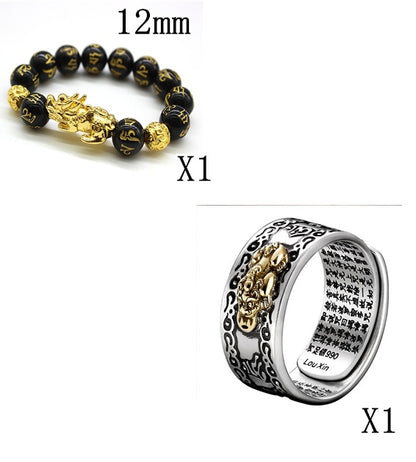 Women Natural Obsidian Leather  Bracelet