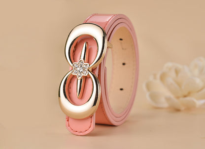 Women Buckle Shape  Leather Belt