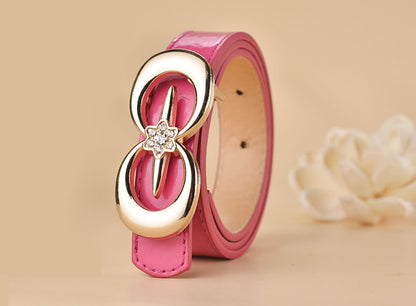 Women Buckle Shape  Leather Belt