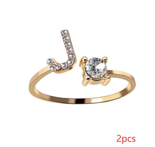 Women Adjustable 26 Initial Letter Fashion  Ring