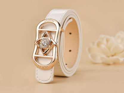 Women Buckle Shape  Leather Belt