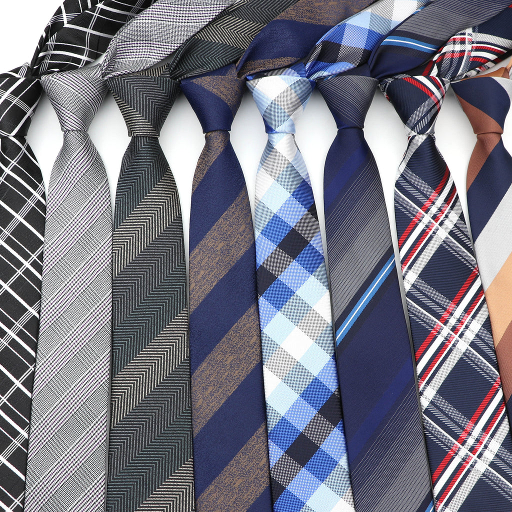 6cm Casual Ties For Men Skinny Tie Fashion Polyester Plaid